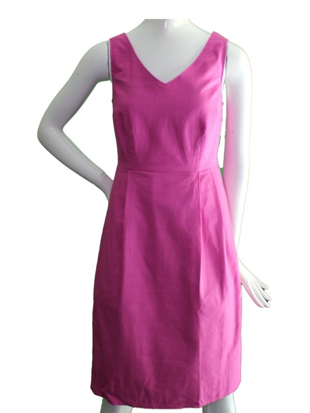 Lands End Pink Cotton/Spandex Pleated Sleeveless Dress Pockets Size 4